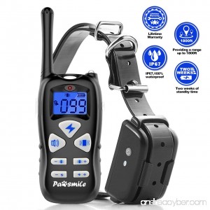 Pawsmile Dog Training Collar IP67 Waterproof 1800 ft Remote Range 2 Weeks Standby Time Electric Leakage Protection Shock Collar for Small Medium Large Dogs 6.6lbs-120lbs - B07BSTQQDF