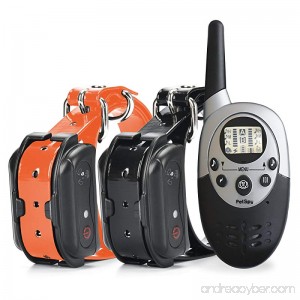 PetSpy 1100 Yard Waterproof Rechargeable Remote Training Dog Collar with Beep Vibration and Electric Shock for 2 Dogs - B017GEX2X4
