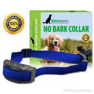 Advance No Bark Collar By Naturepets - No Harm Shock Dog Control - 7 Sensitivity Adjustable Levels for Medium Large or Small Dogs 15-120 Pound Dogs (1 Collar Blue) - B01L20VRHQ