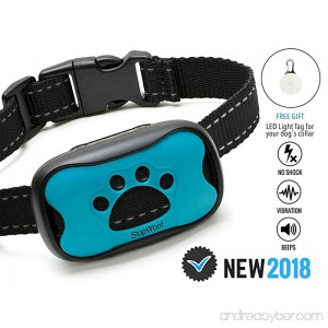 Dog Bark Collar-New Version 2018-Sound & Vibration Humane Training Collar for Small Medium and Large Dogs- NO SHOK Safe Pet Waterproof Device-Free!!-Led Light Tag! - B07BPB83DP