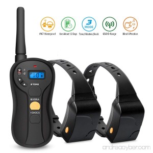 FOCUSPET Dog Training Shock Collar Electric Dog Training Collar with Remote Vibration Beep Shock Rechargeable and Waterproof Electronic Collar for Dogs - B072122PGT