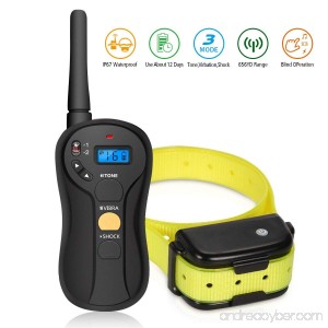FOCUSPET Remote Dog Training Collar Electric Dog training Shock Collar With Remote 655 yd Rechargeable and Waterproof 16 Levels Tone Vibration & Shock for Small medium & Large Dogs - B071WM148Y
