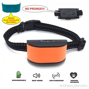 Googoo 2018 New Chip Design NO BARK NO SHOCK NO SHARP PRONGS Humane Rechargeable & Water Resistant Dog Collar - Extremely Durable & Effective - Sound & Vibration - 7 Sensitivity - B074HRVQGD