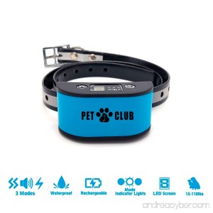 PetClub Dog Bark Collar with Beep Vibration and Static Shock | USB Rechargeable with LED Digital Display for 7 Sensitivity Levels | Waterproof Anti Barking Control Device for Small Medium Large Dogs - B07FN3CTKK