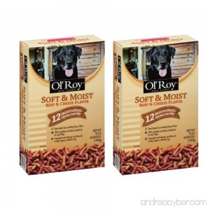 Ol' Roy Soft & Moist Beef & Cheese Flavor Dog Food 72 oz. Box (12 individual pouches) - 2 BOXES - B06XC7YZF1