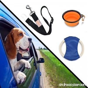 B-comfort Pet Travel Accessories-Adjustable Black Car Dog Seat Belt for Harness Food Grade Collapsible Silicone water Bowl Training Frisbee Flying Discs Chew Rope Toy-For Small/Medium/Large Dogs - B07D8WKK8Y