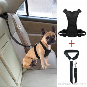 Bwogue Dog Safety Vest Harness With Seat Belt Strap Car Headrest Restraint Pet Dog Adjustable Nylon Mesh Harness Travel Strap Seatbelts Harness - B07BDCHSSB