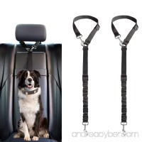 Mkono Dog Seat Belt  2 Pack Adjustable Durable Headrest Seatbelt Pet Dog Car Safety Harness Restraint with Elastic Nylon Bungee Buffer Vehicles Travel Daily Use  Black - B07F2ZHGKG