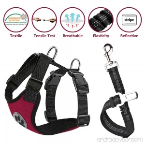 Nasus Dog Car Harness Seat Belt Vest Harness Multifunction Adjustable Double Breathable Mesh Fabric with Car Vehicle Connector Belt for Dogs Travel Walking Trip - B07D55ZN1N