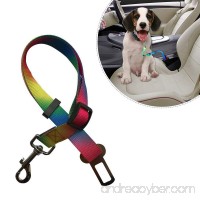 Triumilynn Dog Cat Seat Belt  Rainbow Color Pet Harness Seatbelt  Adjustable Pet Seat Belt Leash for Driving Traveling - B06XYKBVT8