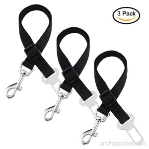 Xubox Dog Seat Belt 3 Packs Pet Dog Cat Car Vehicle Seatbelt Harness Pet Safety Leash Leads for Dogs and Cats Nylon Fabric Material 19 - 27 Adjustable Pet Seat Belt Black - B0746HJHJ2