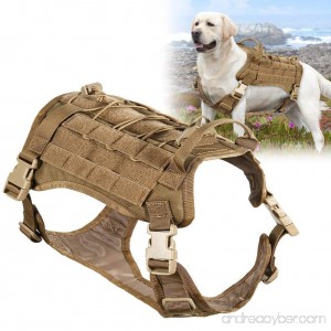 Openuye Tactical Service Dog Vest Water-resistant Adjustable Quick Release Molle Military Training Patrol K9 Dog Harness with Carrying Handle - B07CMP4SKD