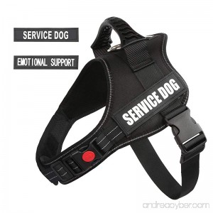 PawShoppie Real Reflective Service Dog Vest Harness with 2 Free Removable SERVICE DOG and 2 “EMOTIONAL SUPPORT’’ Patches Woven Polyester & Nylon Comfy Soft Padding(Black) (S(Girth:20-25'')) - B079LYJF48