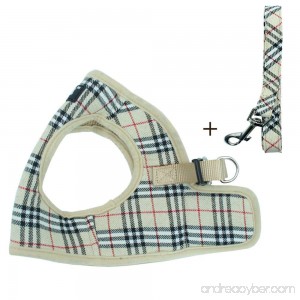 PUPTECK Soft Mesh Small Dog Harness with Leash Basic Plaid Padded Vest for Puppy - B07BKWM8WJ