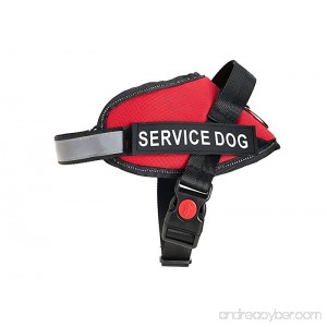 Service Dog Vest - Premium Quality Service Dog Harness - Improved Design - Fully Adjustable - Bright Red Safety Color with Reflective Strap - B0763RVSJG