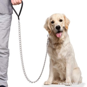CtopoGo Premium Chain Heavy Duty Dog Leash - Soft Padded Leather Handle Lead - Perfect Basic Leashes Specifically Designed for Over 30KG Large Size Pets Walking - B0791TMHTN