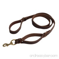 EXPAWLORER Double Handle Genuine Leather Dog Leash - for Training and Walking Dogs 6 ft 4/5 Width  Brown - B073W2QC12