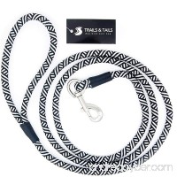 Trails & Tails Extremely Durable Black and White Rope Dog Leash  4 and 6 Foot Lead - Premium Quality - Great For Walking Hiking Training or Running - B071LCKR2T