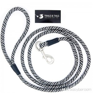Trails & Tails Extremely Durable Black and White Rope Dog Leash 4 and 6 Foot Lead - Premium Quality - Great For Walking Hiking Training or Running - B071LCKR2T