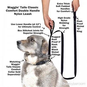 Waggin Tails Soft &Thick Dual Handle 6FT Dog Leash Premium Strength Double Padded Handles - Great Control for Medium Large or XLarge Dog - Vibrant Colors with Reflective Option Classic Comfort - B01N4QVJCO