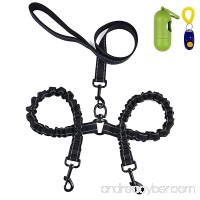 Dual Dog Leash  Double Dog Leash 360° Swivel No Tangle Double Dog Walking & Training Leash  Comfortable Shock Absorbing Reflective Bungee for Two Dogs with waste bag dispenser and dog training clicker - B07542MLNZ
