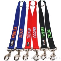 GoTags Personalized Double Dog Leash. Easy to Control (Duo) Dog Coupler for 2 Dogs. Custom Embroidered Dog Leads For Large and Small Dogs. - B01EVPH1XS