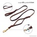 Wellbro Luxury Genuine Leather Double Handle Dog Leash Braided Training Lead with Traffic Handle Easy Control and Heavy Duty 1.8cm Width by 6ft Length Brown - B07BMJFHR4