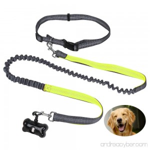 CoolFoxx Hands Free Dog Leads Elastic 5.2Ft to 6.3Ft Shock Absorbing Bungee Dog Running Jogging Leash with Adjustable Waist Belt up to 3.9 Ft For Small Medium Large Dogs Waste Bags Included - B073TZZ3TS