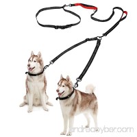 Delxo Double Dog Leash Retractable Dog Leash with Coupler for One or Two Dogs Hands Free Waist Belt Leash or One-handedly Dual Bungees with Padded Handles Medium to Large 150 lbs Dogs Greater Control - B07791974C