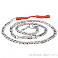 She-love Anti-Bite Dog Steel Chain Collar Plated with Chrome Soft Nylon Handle (Large) - B072LY25PX