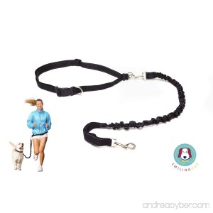 Smiling Pup Hands Free Dog Leash Premium Running Dog Leash Lightweight Reflective Bungee Dog Leash Jogging Walking Waist Belt Dog Leash - B0185054NE