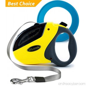 D'Goods Retractable Dog Leash by Lifetime Replacement Guarantee - Long 16 ft Walking Leash Yellow for Small Medium Large Dogs up to 110lbs - Heavy Duty Nylon No Tangle – FREE FRISBEE - B01LXRWU4Y