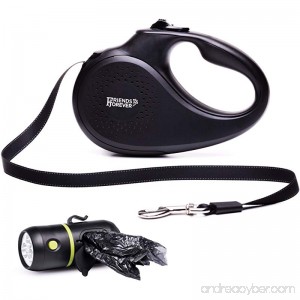 Friends Forever Retractable Dog Leash - Reflective Nylon Retractable Leash For Dogs With Flashlight And Waste Bag Dispenser - B01MSZK89M