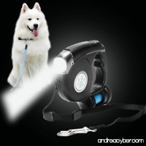 Heavy Duty Retractable Dog Leash with Bag Dispenser and Flashlight 3 in 1 Dog Walking Leash 15 Feet Non-Slip Pet Leashes - B07BLLN9PV