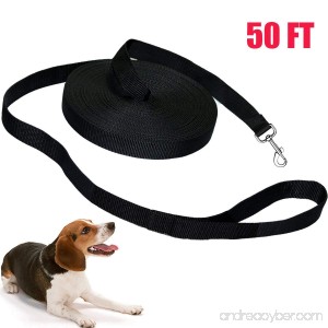 50-Feet Dog Training Leash Lead Aopet Extra Long Pet Agility Control Rope Durable Harness Fit for Large Medium Small Dogs (50ft Long 1in wide Black) - B076MW7BMD