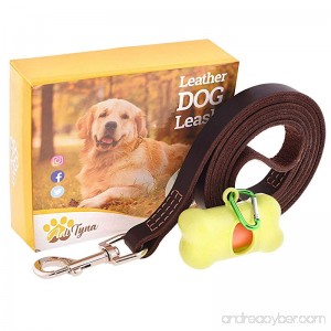 ADITYNA Leather Dog Leash 6 foot - Leather Dog Leashes for Large Medium and Small Dogs - Leather Leash for Walking and Training - Heavy Duty Dog Leash Leather (Brown) - B0758CD12K