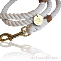 FAYOGOO Lucky Pup Cotton Rope Leash for Dogs- Durable  Style and Comfort- 5 Ft. Handmade Natural White Braided Lead for Women  Men and Kids (Small Medium Large Dogs) - B076KYRPVP