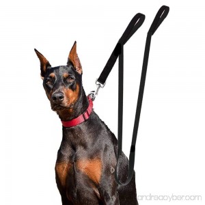 Houseables Extra Long Dog Leash Double Handle Dual Padded Grip 8 ft Length Black Heavy Duty Large/Medium Dogs 2 Handles Greater Control Safety Training Protect Dog in Traffic - B01BG22PQC