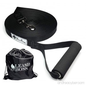 Leashboss Free Range - Long Dog Leash for Large Dogs + Drawstring Backpack - 1 Inch Nylon Training Lead with Padded Handle - B01HAJFSAA