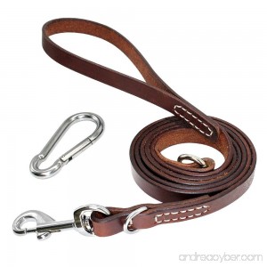 PET ARTIST 5 Foot/6 Foot Leather Dog Leash Long Training Leads Heavy Duty for Large Medium Small Dogs Brown - B07C1GQ8FK