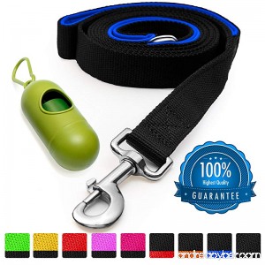 [Strong] Dog Leash with Bonus FREE Waste Bag Dispenser – Thick Padded Dual Handles Includes Poop Bags & 100% Nylon (6ft. Long) – Comfortable Grip – Ideal for Large Medium and Small Dogs - B071JTMQ65
