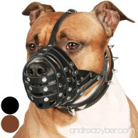 CollarDirect PitBull Dog Muzzle Leather AmStaff Muzzles Staffordshire Terrier Secure Basket - B01MY0ITZB