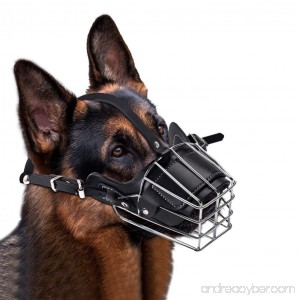 Lmlly Dog Muzzle Adjustable Metal Mask for Anti-Bite Wire Leather Strong Basket Breathable Safety Protection Cover for Medium/Large Pets - B077GRR6N4
