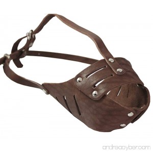 Real Leather Cage Basket Secure Dog Muzzle #118 Brown - Pit Bull AmStaff (Circumference 11.8 Snout Length 3.5) - B00AA18G9Q