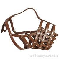 Secure Leather Mesh Basket Dog Muzzle #16 Brown - Great Dane Saint Bernard Mastiff (Circumference 15.5 Snout Length 4.5) - B004IJL0HG