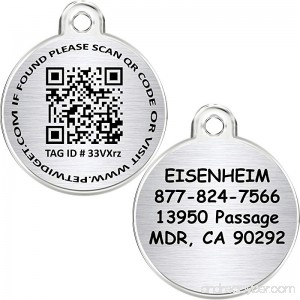CNATTAGS WEB/GPS QR CODE With APP Smart Pet Tag Stainless Steel Pet ID Tag - 2 IN 1 - Personalized Traditional Tag + Smart Pet Tag - B07B281YGW id=ASIN