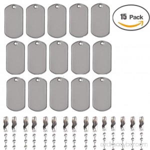 Jetloter 15 Pcs Shiny Stainless Steel Military Spec Dog Tags with Chains ID Tags for People Pet Tag Blanks - B075QKXQ5S