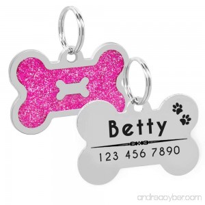 PET ARTIST Personalized Dog Tags Bling Glitter Bone ID Tag for Pets Medium Large Breed Dog - B07DBVJ7Z7 id=ASIN