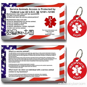 Service Dog ID Tag Kit 50 Double Sided ADA Information Cards and 2 Premium Aluminum Double Sided Dog Tags - B078HB55N8