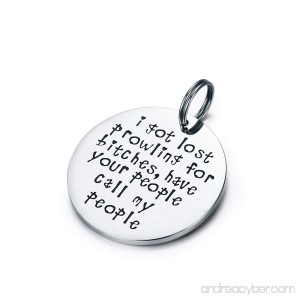 Udobuy Funny Pet Tag Funny Dog Tag Stainless Steel Pet Tags Dog Collar Tag Prowling for Bitches - B076WWR7DR